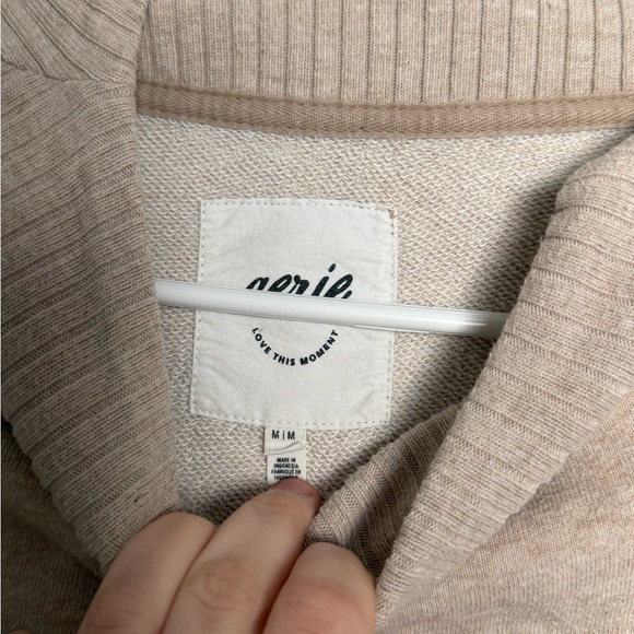 Aerie Mock Neck Ribbed Hem Oatmeal Sweatshirt Size M EUC - Picture 5 of 6